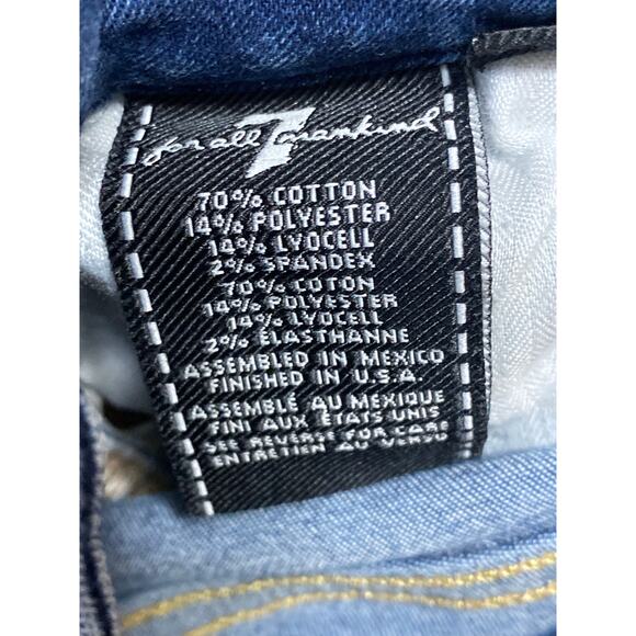 7 for All Mankind Blair Women's Blue Frayed Mid Rise Skinny Denim Jeans Pants S - Picture 4 of 4